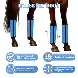 Horse Fly Boots - Fly Boots for Horses Set of 4, Non-Slip Horse Fly Leggings & No More Horsefly Nuisance Greatly Reduce Stomping Breathable