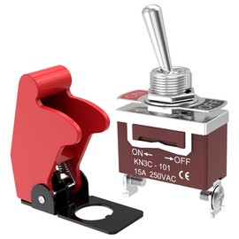 Toggle Switch, Malictele 12V 20A Safety Cover ON/Off Toggle Switch SPST 2Pin 12VDC/120VAC Heavy Duty Toggle Rocker Switch with Red Aircraft Covered for Automotive/UTV/Trucks