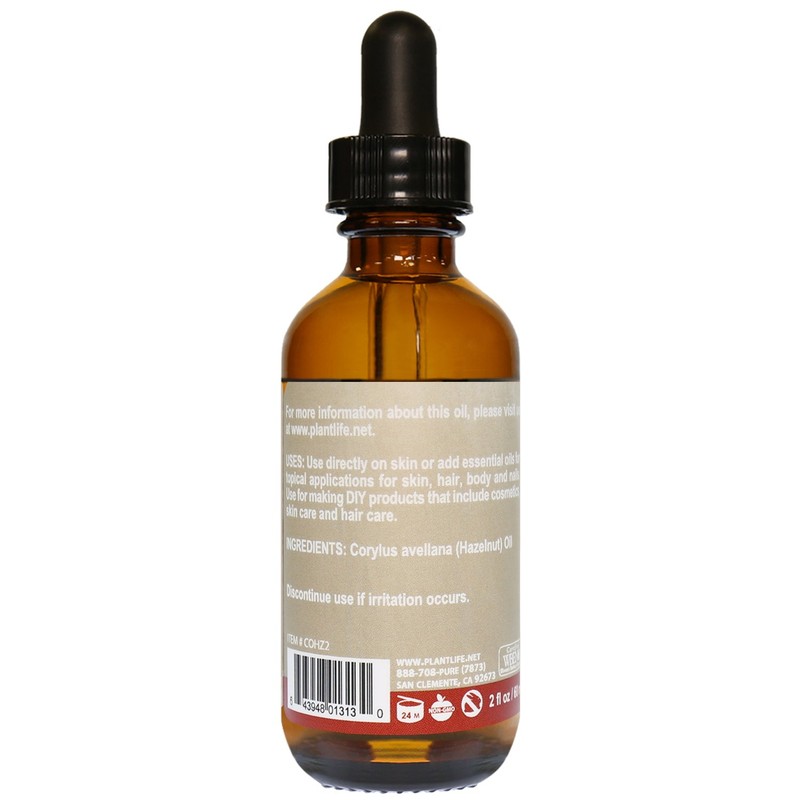Plantlife Hazelnut Oil 2 oz - 100% Pure Cold Pressed