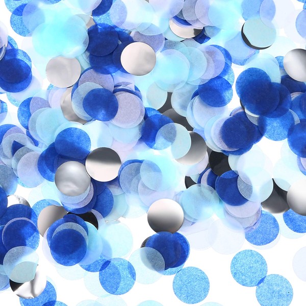 Round Tissue Paper Table Confetti Dots for Wedding Birthday Party Decoration, 1.76 oz (White Blue Confetti, 2.5 cm)