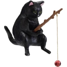 BWESOO Black Fish Tank Landscaping Cartoon Fishing Cat Ornaments Aquarium Accessories Household Supplies Home Office Decorations Fishing Cat Figurine Aquarium Décor Thematic Ornaments