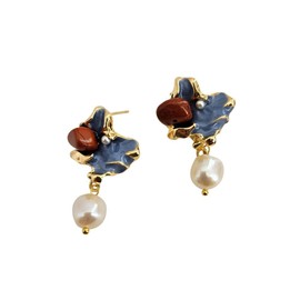 Renaissance Inspired Baroque Pearl Drop Earrings for Women, 18K Gold Plating, Hypoallergenic, Romantic Bridal Jewellry, Dangly Gold Pearl Earrings, Bridesmaid Gifts, Vintage Style Pearl Jewellery