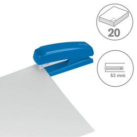 VON Leitz Stapler, Holds 20 Sheets, Compact Size Stapler, Ideal for Home, Office or School, Metal and Plastic, Blue, 56200035