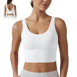 Brasier Deportivo Mujer,Top Deportivo de Yoga con Espalda en V y Sujetador Deportivo Acolchado,Brasier Deportivo para Yoga,Correr,Fitness (MX/US, Alfa, Chico, Regular, Regular, Blanco)