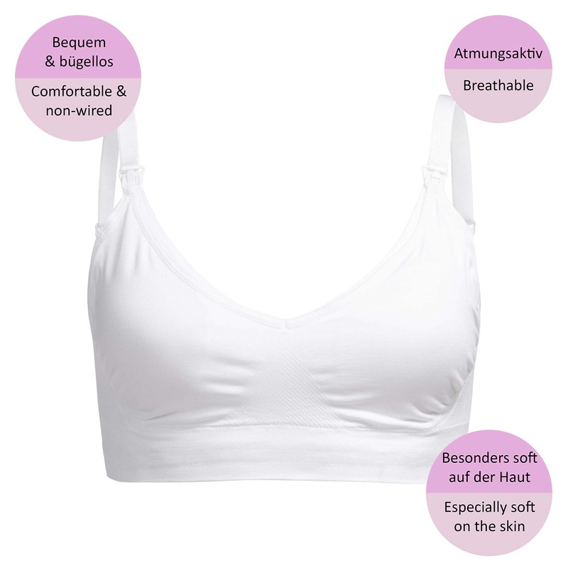 Herzmutter 5220 Nursing Bra without Underwire, Includes Bra Extension, Removable
