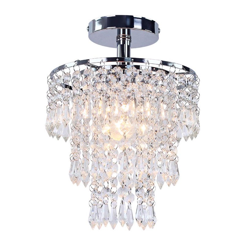 FRIXCHUR Small Crystal Chandelier Led Crystal Ceiling Lights 3 Tiers