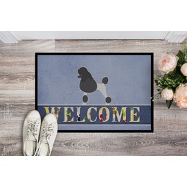 Caroline's Treasures BB5543JMAT Poodle Welcome Doormat 24x36 Front Door Mat Indoor Outdoor Rugs for Entryway, Non Slip Washable Low Pile, 24H X 36W