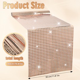 Disco Party Tischläufer, 30 x 180 cm Glitter Paillette Tischläufer, roségoldene Disco Tischdecke für Geburtstag, Hochzeit, Disco Party Dekoration