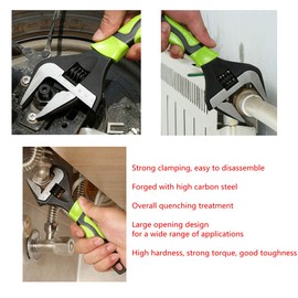 Plumbing Adjustable Wrench, Universal Spanner, Wide Opening Thin, Chrome Vanadium Alloy Adjustable Spanner and Pipe forceps 6-inch 8-inch, 10-inch, 12-inch (6 Inch)