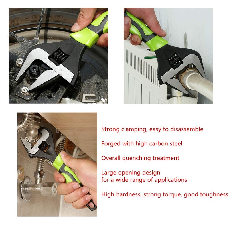 Plumbing Adjustable Wrench, Universal Spanner, Wide Opening Thin, Chrome Vanadium