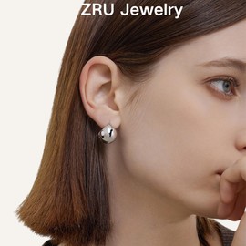 ZRU Chunky Silver TearDrop Hoop Earrings for Women | Thick Silver Plated Chunky Hoop Earrings | Waterdrop Hoops Fashion Statement Jewelry Gifts for Men Ladies
