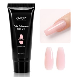 GAOY Poly Gel, 60g Nail Extension Gel, Milky Pink Builder Enhancement for Beginner & Professional Nail Art Salon DIY at Home
