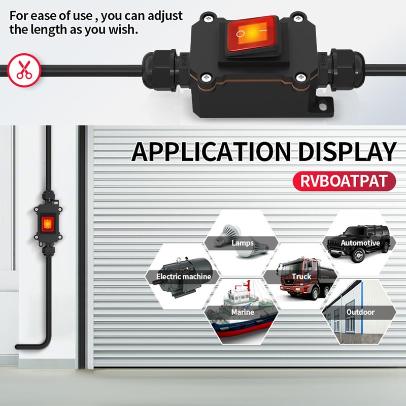 PAGUO Inline Cord Switch 12V 20A DC IP68 Waterproof with