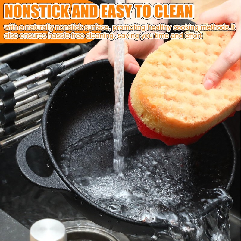 Jingmore 2 Sets Mini Cast Iron Skillet with Wooden Base