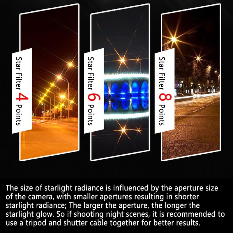 ZOMEI 55mm Star Filter 3-Piece Set (4, 6, 8 Points)