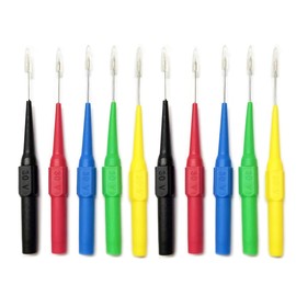 10PCS 0.7mm Test Probe Pins, Non-Destructive Insulation Wire Piercing Needle, Stainless Steel Back Probe Pins, Tip Multimeter Probes for Banana Socket Plug, Car Tester (5 Color)
