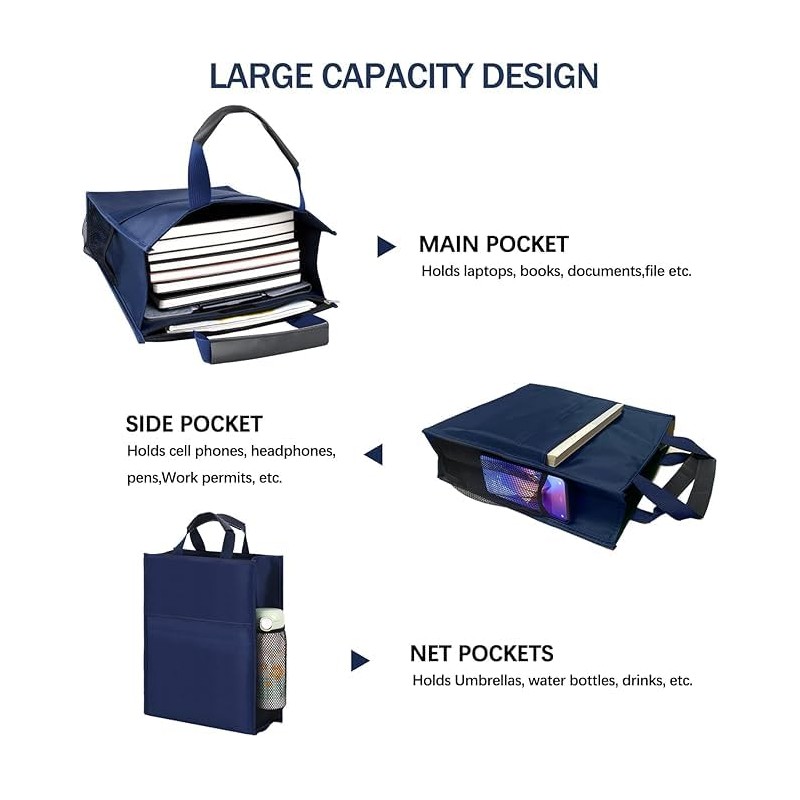 Oxford Document Bag,Waterproof File Bag Lightweight Document Bag with Leather
