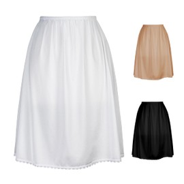 Valair Classic Short and Long Half Slip Skirt for Ladies and Girls - Slight Flair - Anti Static - Ranges 14" Till 34" Lengths White