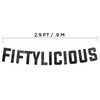 Fiftylicious Black Glitter Banner - Happy 50th Birthday Party Banner
