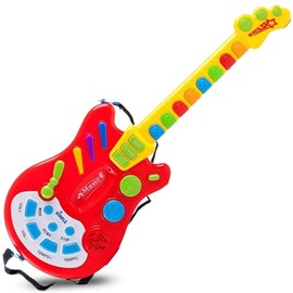 Dimple Kids Handheld Musical Electronic Toy Guitar for Children Plays Music, Rock, Drum & Electric Sounds Best Toy & Gift for Girls & Boys (Red) (Single)