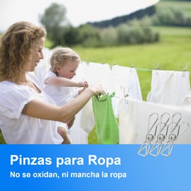 60 Pinzas para Ropa de Acero Inoxidable, Pinzas para Tender La Ropa, Pinzas Metal Resistentes Multifuncional para Tendedero, Calcetines, Fotos, Merienda, Toallas (6CM)