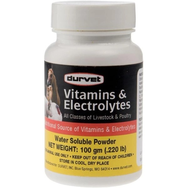 Durvet 698468 Vitamins & Electrolytes for Livestock & Poultry 100G