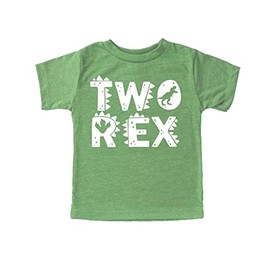 Two Rex Dinosaur 2nd Birthday Tee Shirt (2T, Green)