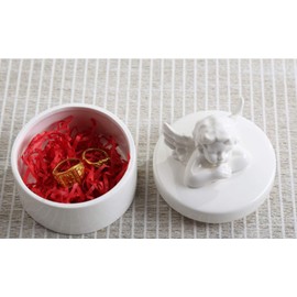 SEVENBEES Ceramic Angel Cherub Figurine Trinket Box for Jewelry,Ring,Earrings,Trinkets Tower,Wedding Candy