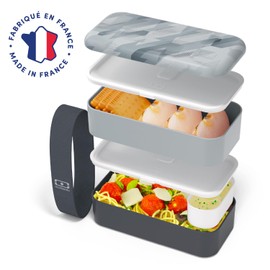 monbento - Bento Box Erwachsene MB Original graphic Dimensions Made in France - Lunchbox mit Fächern Auslaufsicher - Perfekt für Büro/Picknick - BPA Frei Brotdose - Lebensmittelbehälter - Monochrom