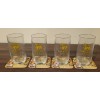 Singha Set of 4 Singha Beer Glasses Thailand with Coasters