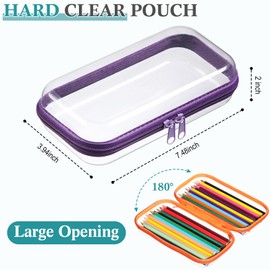 Sanwuta 6 Pcs Clear Hard Zipper Case Plastic Zipper Pouches Transparent Makeup Bag Pencil Case Pouches Toiletry Diaper Bag for Travel Toy Storage Organizer Bins