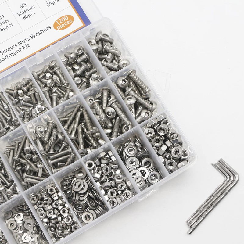 1200 PCS Nuts and Bolts Assortment Kit, Metric M2 M3