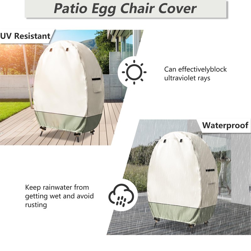 Sobana Sobana Outdoor Egg Chair Cover with Double Zipper,Waterproof Dust