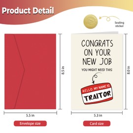 Heollaok Hilarious Farewell Card for Coworker, Funny Coworker Leaving Gifts for Women Men, Congrats On Your New Job Card