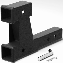 LONGSUN 2 Inch Hitch Extension - Dual Receiver for Trailer & Bike Rack, Adjustable Length 7.3-9.3 Inches, Includes Pin, Clip, 5000lbs