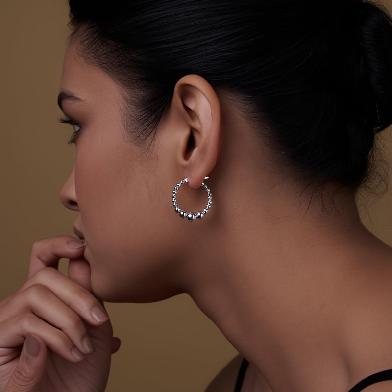 LeCalla 925 Sterling Silver Hoop Earrings for Women | Small