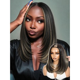 Layered Straight U Part Wig Straight V Part Wig Bob Half Wigs for Women