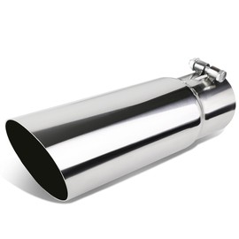 Auto Dynasty Stainless Steel Exhaust Muffler - 3.5 inches Slant Round Diagonal Cut Tip (Polished)