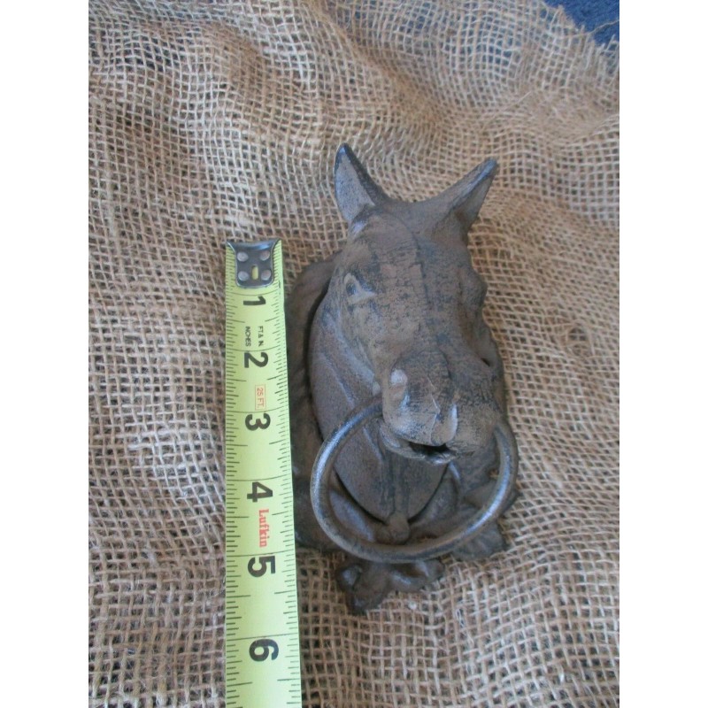 Large CAST IRON Horse Head Ring Hitching Post Barn Holder