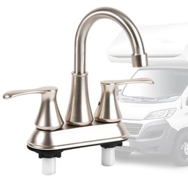 JAKARDA 4 inch RV Bathroom Faucet, RV Bathroom Sink Faucet Replacement for Campers, RV, Motorhome, Travel Trailer, Boat (Brushed Nickel)