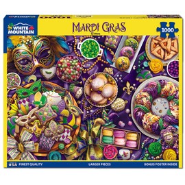White Mountain Mardi Gras Puzzle 1000 Piece New Orleans Jigsaw Puzzles for Adults