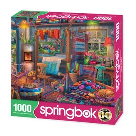 Springbok Weaver's Cottage 1000 Piece Jigsaw Puzzle for Adults Features a Colorful Cottage with a weaver's Loom and Colorful Yarns - Made in The USA with Interlocking Pieces That snap in Place