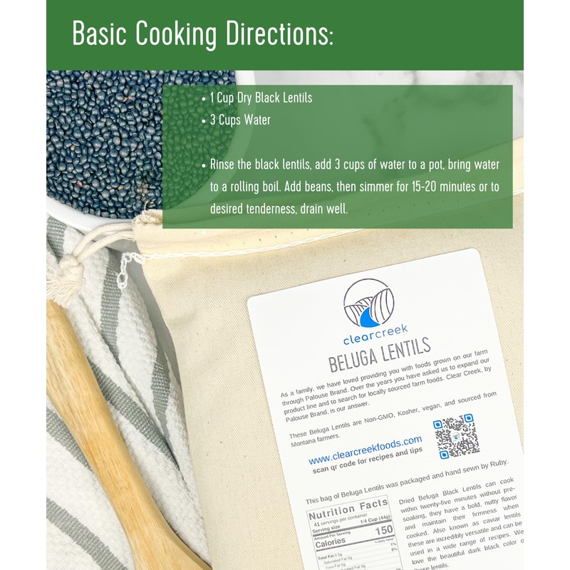 Black Lentils | Black Beluga Caviar Lentils | 1 lb