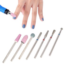 Nail Drill Bits Set, 6pcs/set Diamond Sand Nail Files Drill Cuticle Polishing Bit Nail Grinding Head Electric Manicure Set for Removing Acrylic Nails Gel Home Salon Use(01)