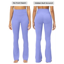 Sunzel Sunzfly No Front Seam Mini Flare Leggings for Women, Invisible Butt Scrunch Flared Yoga Pants with Tummy Control 32" Periwinkle X-Small