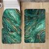 UNICEU 3 Pack Green Marble Bathroom Mat Rugs Set Absorbent