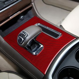 FXETRNL for Chrysler 300 300C (2011-2014) Gear Shift Panel Cover Carbon Fiber Frame Center Console Decor Panel Protect Interior Car Interior Trim Accessories, Red (Size B)