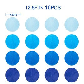 205 Ft Ombre Blue Polka Dot Backdrop Streamer Royal Blue Tissue Paper Hanging Circle Dot Garland for Under The Sea Nautical Ahoy Achor Theme Birthday Baby Shower Graduation Wedding Party Decorations