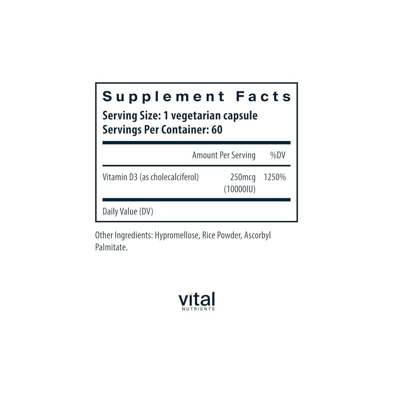 Vital Nutrients Vitamin D 10000 IU - Vitamin D3 Supplement