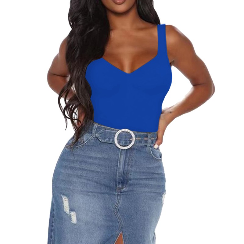 BelleLovin - Body sin mangas con cuello en V cuadrado